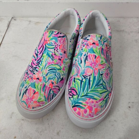 Lilly Pulitzer Size 7  Julie Slip-On Canvas Sneakers Multi Floral Cabana - Picture 2 of 12